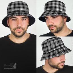 Scottish Menzies Black & White Modern Plaid Tartan Bucket Hat - Tartan Plaid Brim Hat Scottish Plaid Tartan Plaid - ScotsTee - scotstee.com