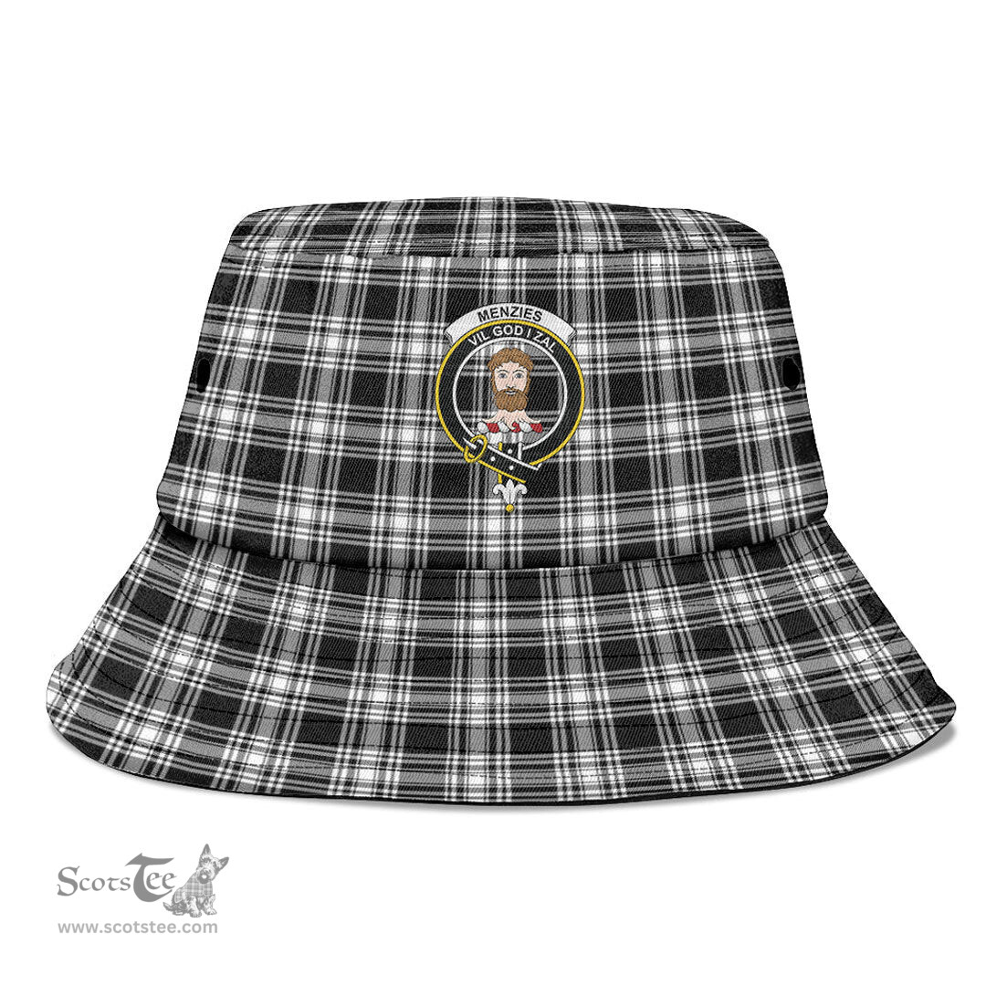 Scottish Menzies Black & White Modern Plaid Tartan Crest Bucket Hat - Tartan Plaid Brim Hat Scottish Plaid Tartan Plaid - ScotsTee - scotstee.com