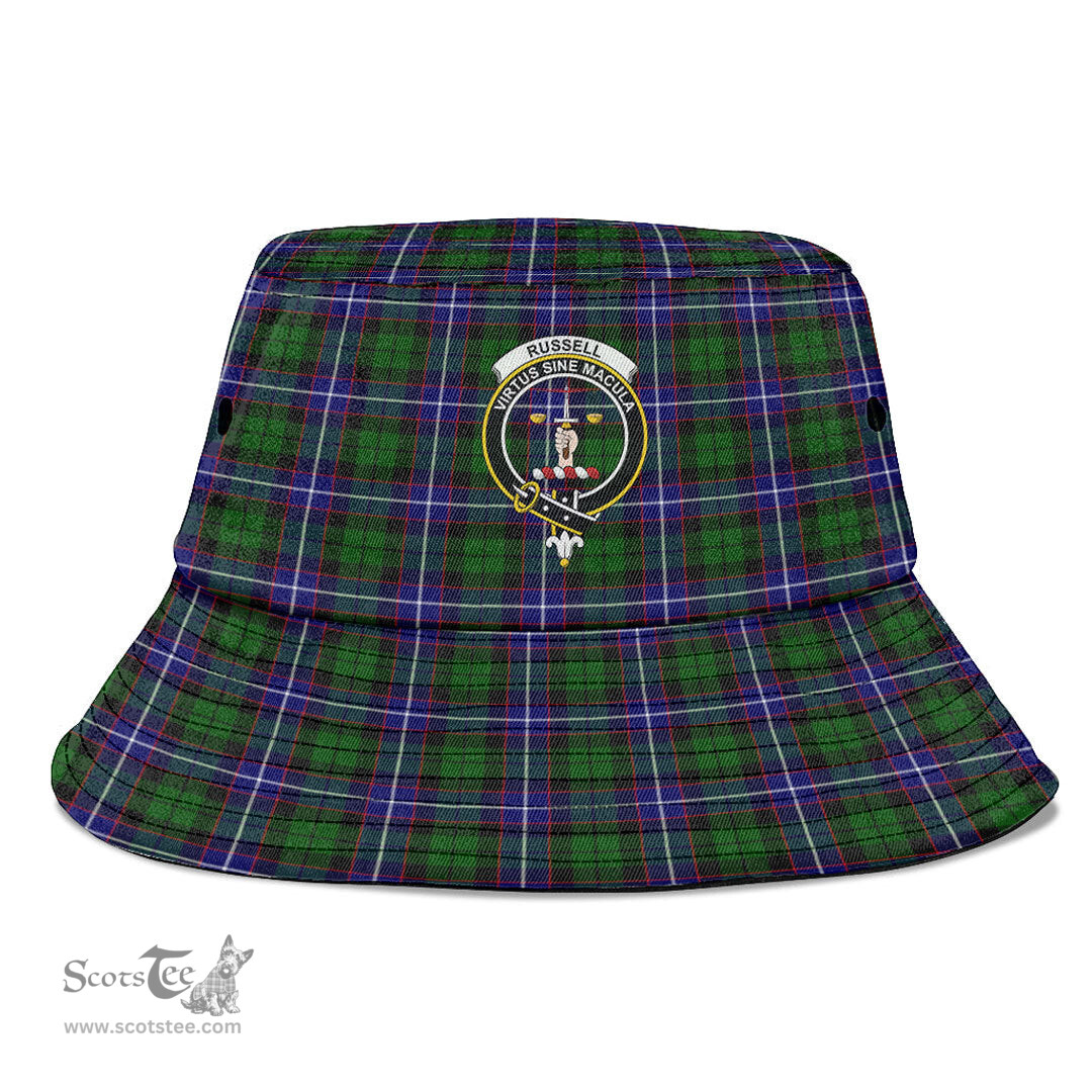 Scottish Russell Modern Plaid Tartan Crest Bucket Hat - Tartan Plaid Brim Hat Scottish Plaid Tartan Plaid - ScotsTee - scotstee.com