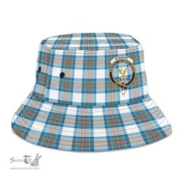 Scottish Stewart Muted Blue Plaid Tartan Crest Bucket Hat - Tartan Plaid Brim Hat Scottish Plaid Tartan Plaid - ScotsTee - scotstee.com