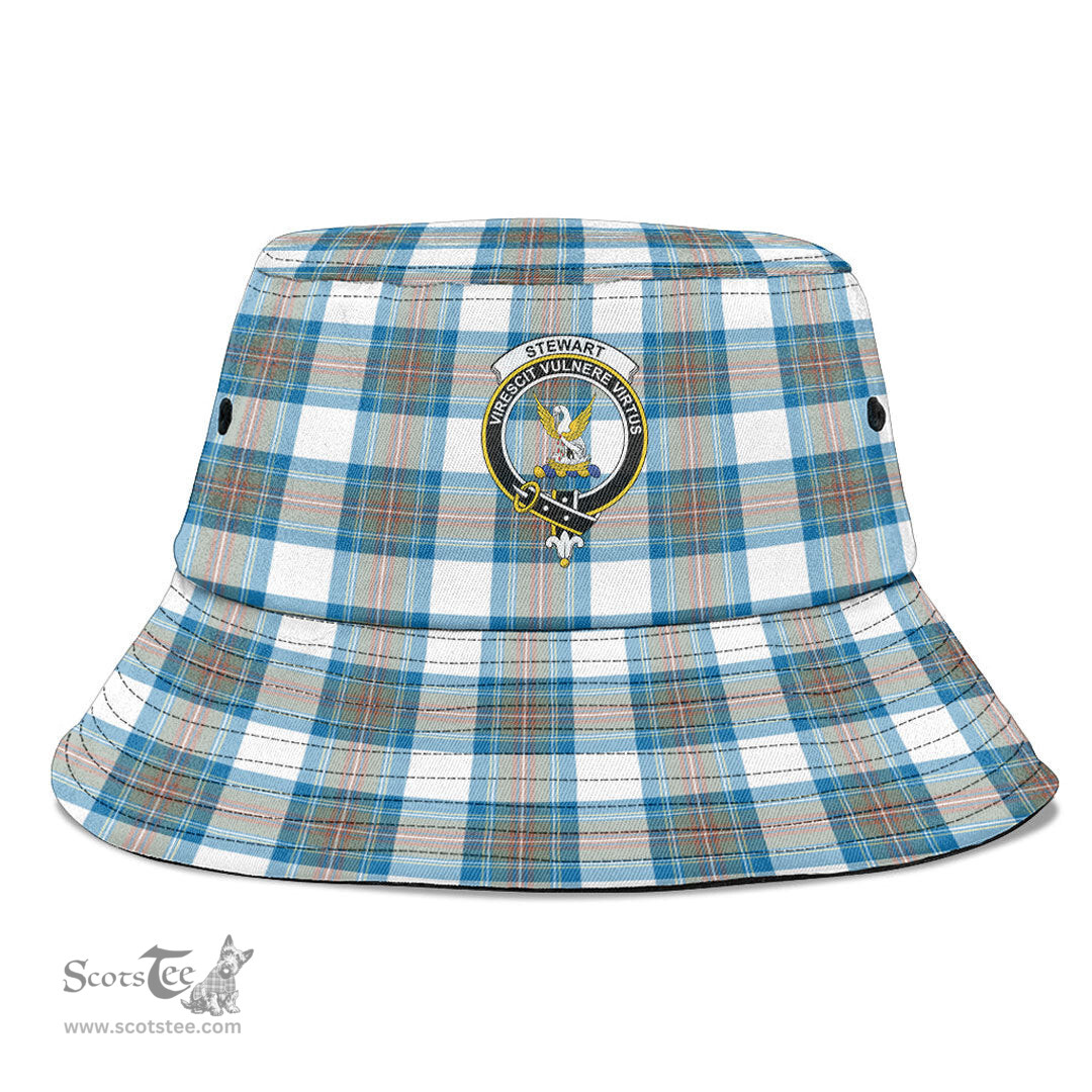 Scottish Stewart Muted Blue Plaid Tartan Crest Bucket Hat - Tartan Plaid Brim Hat Scottish Plaid Tartan Plaid - ScotsTee - scotstee.com