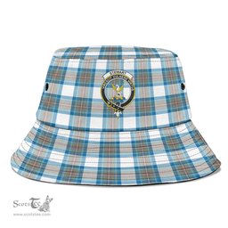 Scottish Stewart Muted Blue Plaid Tartan Crest Bucket Hat - Tartan Plaid Brim Hat Scottish Plaid Tartan Plaid - ScotsTee - scotstee.com