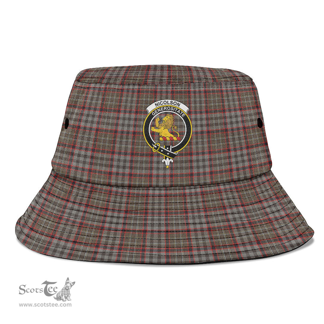 Scottish Nicolson Hunting Weathered Plaid Tartan Crest Bucket Hat - Tartan Plaid Brim Hat Scottish Plaid Tartan Plaid - ScotsTee - scotstee.com