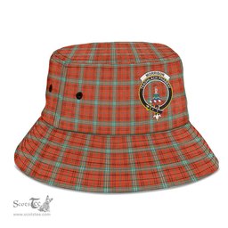 Scottish Morrison Red Ancient Plaid Tartan Crest Bucket Hat - Tartan Plaid Brim Hat Scottish Plaid Tartan Plaid - ScotsTee - scotstee.com