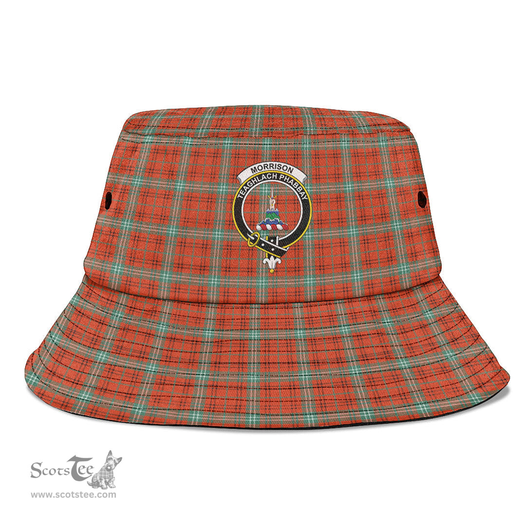 Scottish Morrison Red Ancient Plaid Tartan Crest Bucket Hat - Tartan Plaid Brim Hat Scottish Plaid Tartan Plaid - ScotsTee - scotstee.com