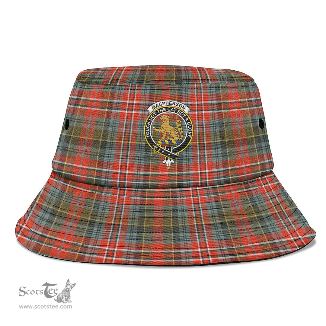 Scottish MacPherson Weathered Plaid Tartan Crest Bucket Hat - Tartan Plaid Brim Hat Scottish Plaid Tartan Plaid - ScotsTee - scotstee.com