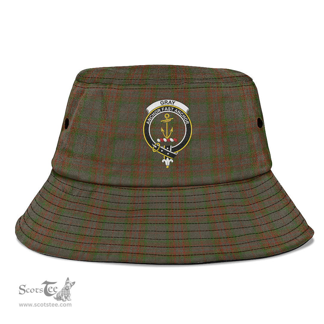 Scottish Gray Plaid Tartan Crest Bucket Hat - Tartan Plaid Brim Hat Scottish Plaid Tartan Plaid - ScotsTee - scotstee.com