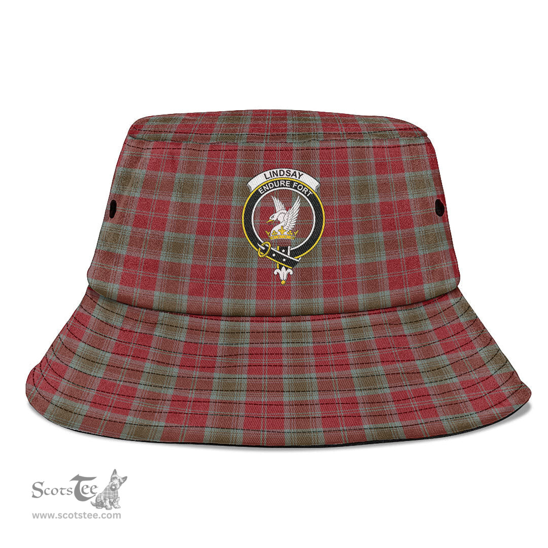Scottish Lindsay Weathered Plaid Tartan Crest Bucket Hat - Tartan Plaid Brim Hat Scottish Plaid Tartan Plaid - ScotsTee - scotstee.com