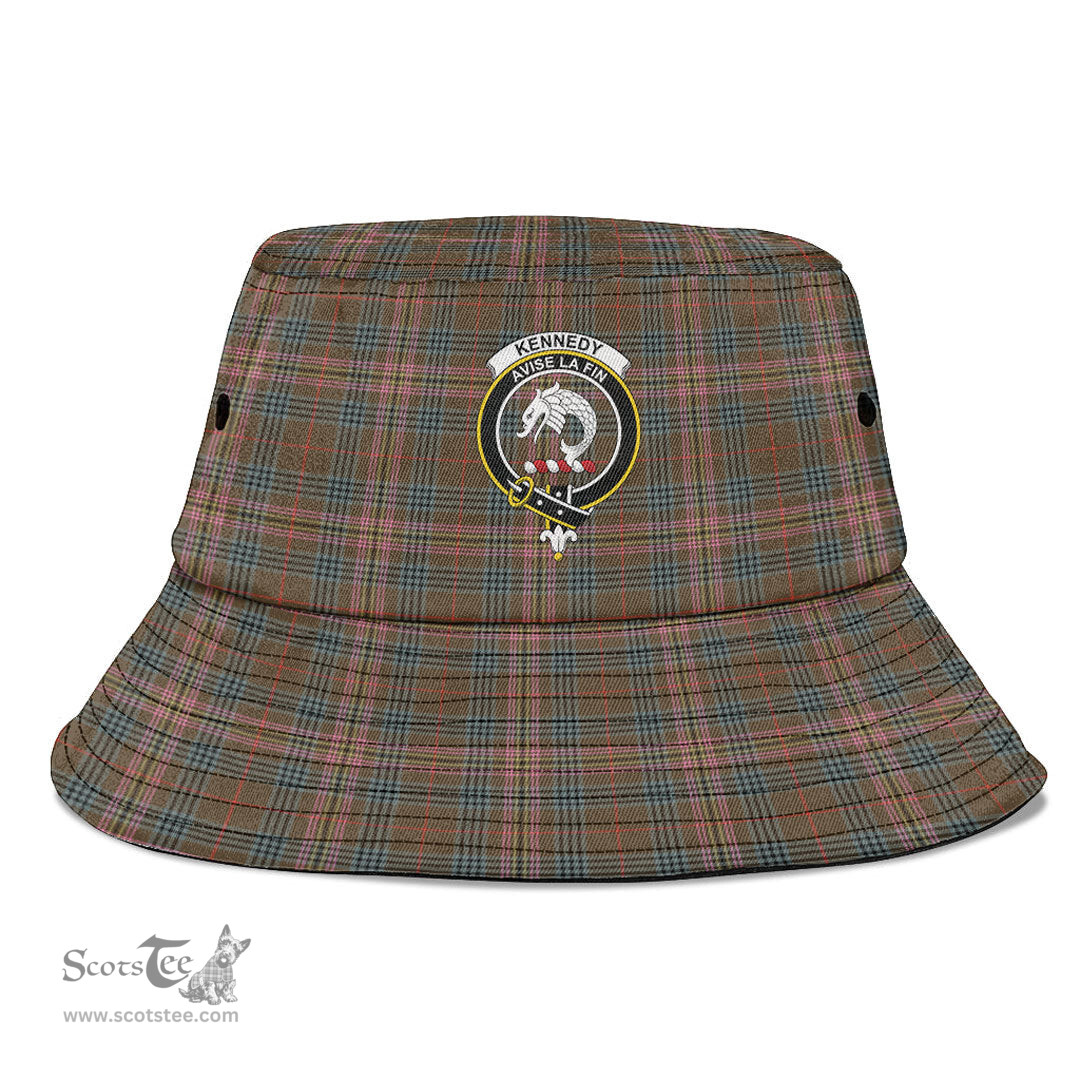 Scottish Kennedy Weathered Plaid Tartan Crest Bucket Hat - Tartan Plaid Brim Hat Scottish Plaid Tartan Plaid - ScotsTee - scotstee.com