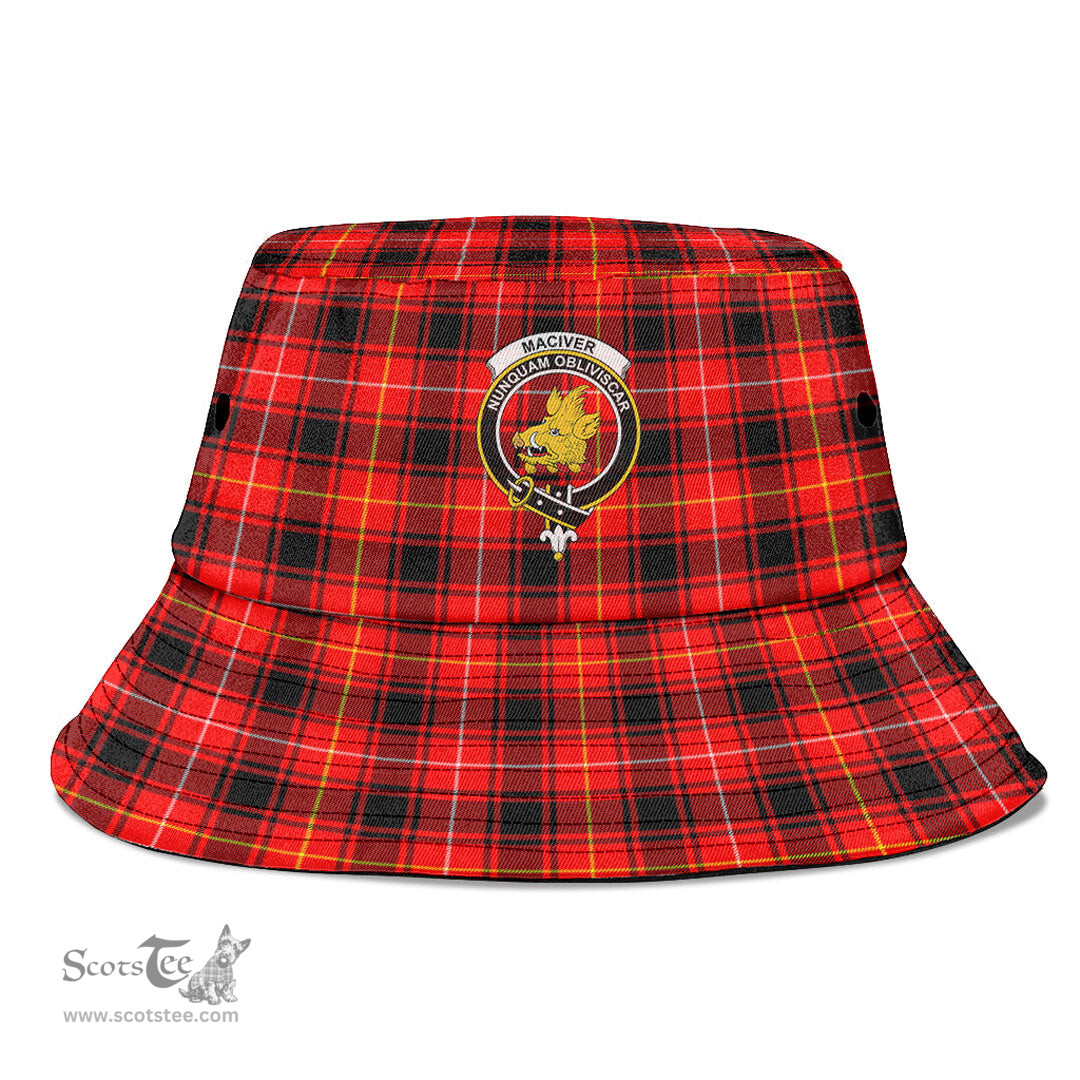 Scottish MacIver Modern Plaid Tartan Crest Bucket Hat - Tartan Plaid Brim Hat Scottish Plaid Tartan Plaid - ScotsTee - scotstee.com
