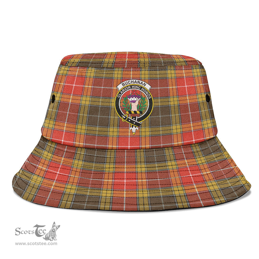 Scottish Buchanan Old Set Weathered Plaid Tartan Crest Bucket Hat - Tartan Plaid Brim Hat Scottish Plaid Tartan Plaid - ScotsTee - scotstee.com