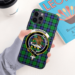 Graham Clan Badge Tartan Phone Case - Tartan Scottish Crest Phone Case Scottish Plaid Tartan Plaid - ScotsTee - scotstee.com