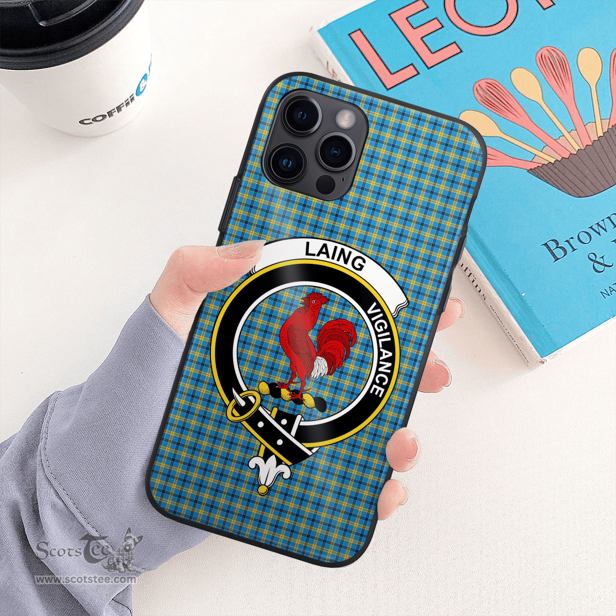 Laing Clan Badge Tartan Phone Case - Tartan Scottish Crest Phone Case Scottish Plaid Tartan Plaid - ScotsTee - scotstee.com