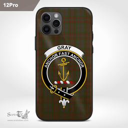 Gray Clan Badge Tartan Phone Case - Tartan Scottish Crest Phone Case Scottish Plaid Tartan Plaid - ScotsTee - scotstee.com
