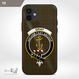 Gray Clan Badge Tartan Phone Case - Tartan Scottish Crest Phone Case Scottish Plaid Tartan Plaid - ScotsTee - scotstee.com