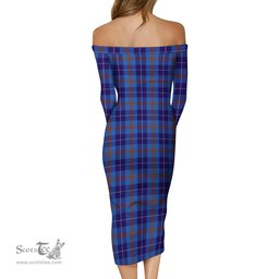 Bryson Tartan Off Shoulder Lady Dress Tartan Plaid Long Dress - ScotsTee Shop