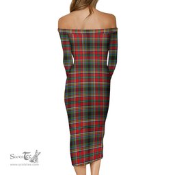 Anderson of Arbrake Tartan Off Shoulder Lady Dress Tartan Plaid Long Dress - ScotsTee Shop