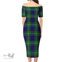 Alexander Tartan Off Shoulder Lady Dress Tartan Plaid Long Dress - ScotsTee Shop