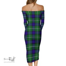 Alexander Tartan Off Shoulder Lady Dress Tartan Plaid Long Dress - ScotsTee Shop