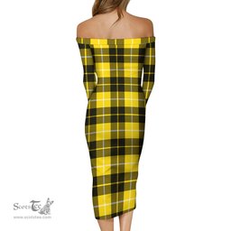 Barclay Dress Modern Tartan Off Shoulder Lady Dress Tartan Plaid Long Dress - ScotsTee Shop