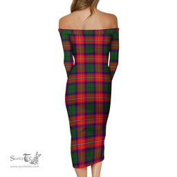 Belshes Tartan Off Shoulder Lady Dress Tartan Plaid Long Dress - ScotsTee Shop