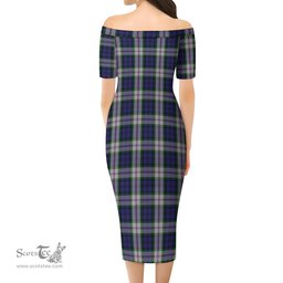 Baird Dress Tartan Off Shoulder Lady Dress Tartan Plaid Long Dress - ScotsTee Shop