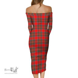 Binning Tartan Off Shoulder Lady Dress Tartan Plaid Long Dress - ScotsTee Shop