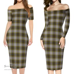 Buchanan Dress Tartan Off Shoulder Lady Dress Tartan Plaid Long Dress - ScotsTee Shop