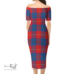 Blane Tartan Off Shoulder Lady Dress Tartan Plaid Long Dress - ScotsTee Shop