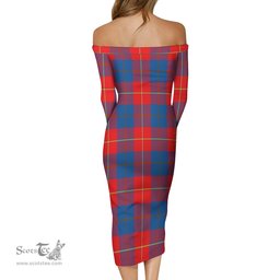 Blane Tartan Off Shoulder Lady Dress Tartan Plaid Long Dress - ScotsTee Shop