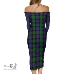 Blair Tartan Off Shoulder Lady Dress Tartan Plaid Long Dress - ScotsTee Shop