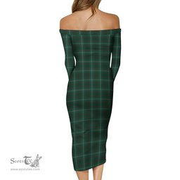Armagh County Ireland Tartan Off Shoulder Lady Dress Tartan Plaid Long Dress - ScotsTee Shop