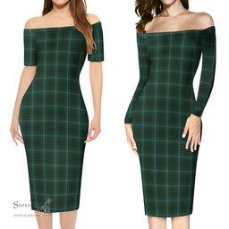 Armagh County Ireland Tartan Off Shoulder Lady Dress Tartan Plaid Long Dress - ScotsTee Shop