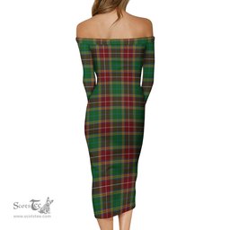 Baxter Tartan Off Shoulder Lady Dress Tartan Plaid Long Dress - ScotsTee Shop