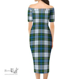 Campbell Dress Tartan Off Shoulder Lady Dress Tartan Plaid Long Dress - ScotsTee Shop