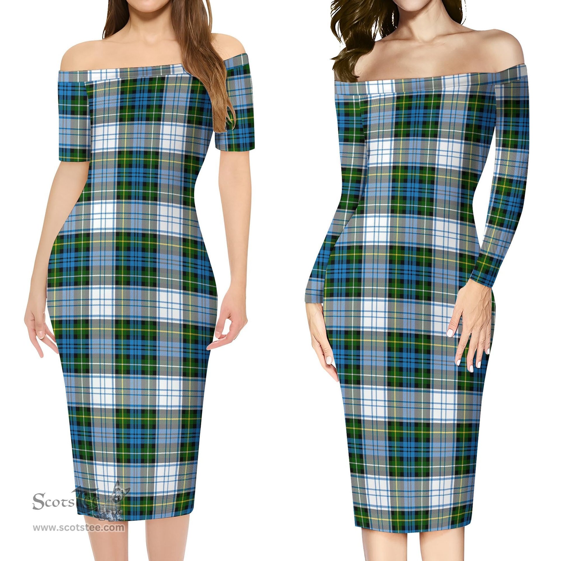 Campbell Dress Tartan Off Shoulder Lady Dress Tartan Plaid Long Dress - ScotsTee Shop