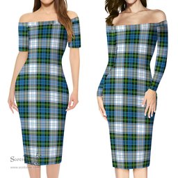 Campbell Dress Tartan Off Shoulder Lady Dress Tartan Plaid Long Dress - ScotsTee Shop