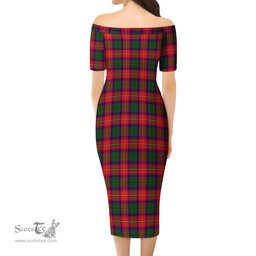 Charteris Tartan Off Shoulder Lady Dress Tartan Plaid Long Dress - ScotsTee Shop