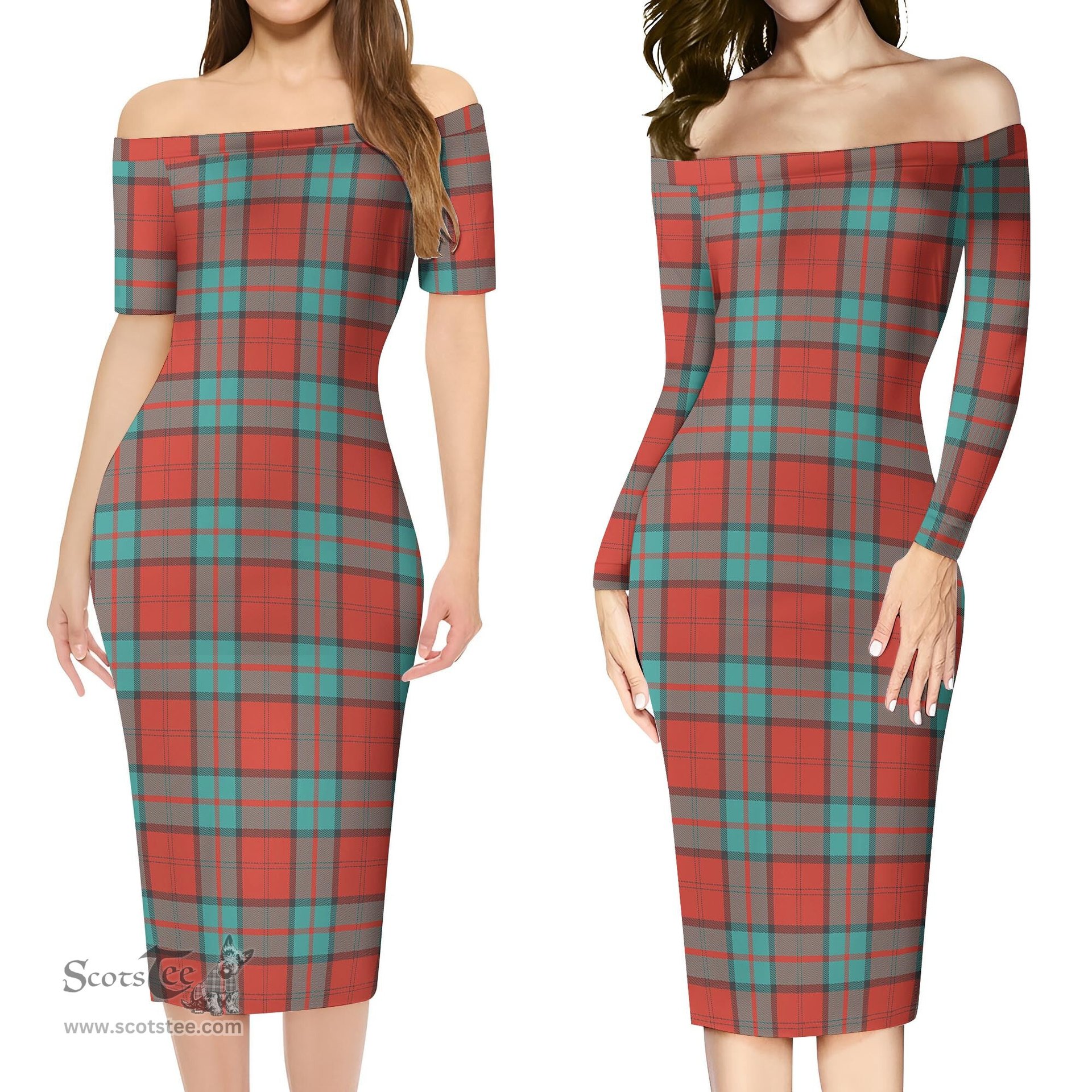 Dunbar Ancient Tartan Off Shoulder Lady Dress Tartan Plaid Long Dress - ScotsTee Shop
