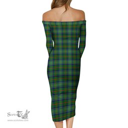 Cranstoun Tartan Off Shoulder Lady Dress Tartan Plaid Long Dress - ScotsTee Shop