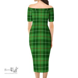 Clephan Tartan Off Shoulder Lady Dress Tartan Plaid Long Dress - ScotsTee Shop