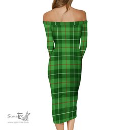 Clephan Tartan Off Shoulder Lady Dress Tartan Plaid Long Dress - ScotsTee Shop