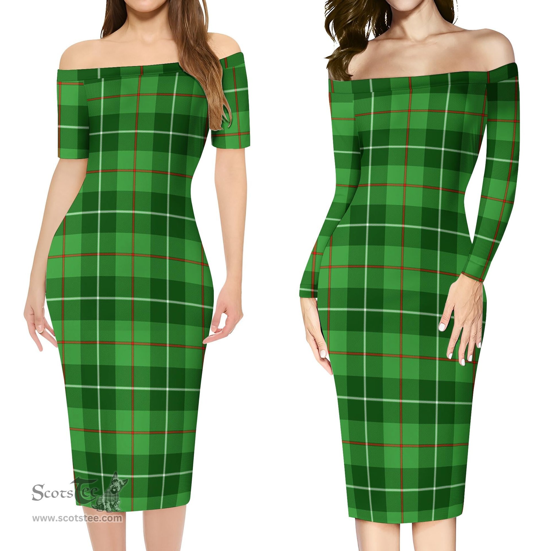 Clephan Tartan Off Shoulder Lady Dress Tartan Plaid Long Dress - ScotsTee Shop