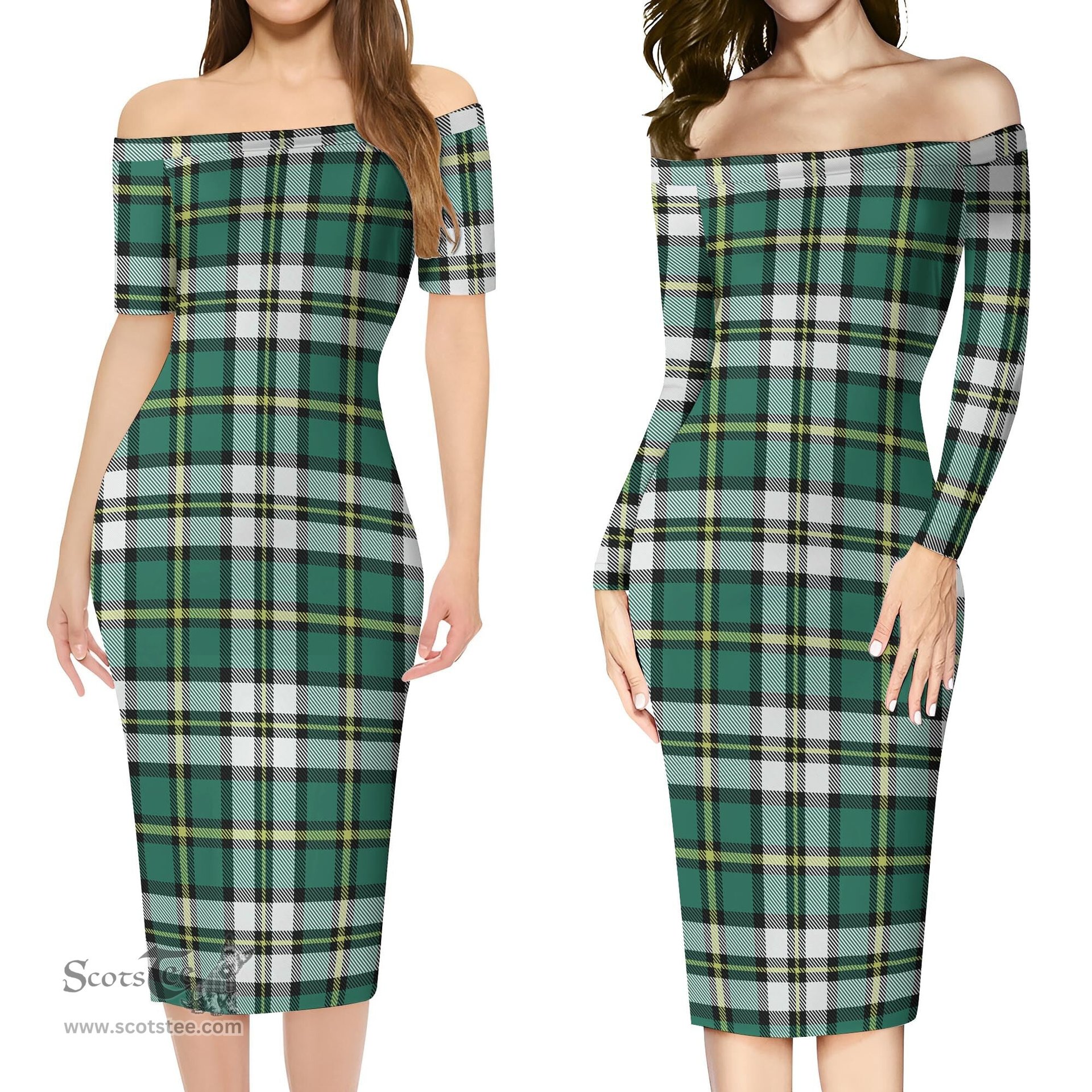 Cape Breton Island Canada Tartan Off Shoulder Lady Dress Tartan Plaid Long Dress - ScotsTee Shop