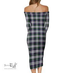 Campbell of Cawdor Dress Tartan Off Shoulder Lady Dress Tartan Plaid Long Dress - ScotsTee Shop