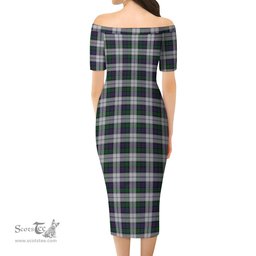 Campbell of Cawdor Dress Tartan Off Shoulder Lady Dress Tartan Plaid Long Dress - ScotsTee Shop