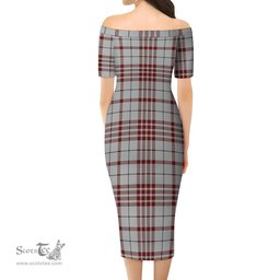 Clayton Tartan Off Shoulder Lady Dress Tartan Plaid Long Dress - ScotsTee Shop