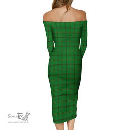 Don Tartan Off Shoulder Lady Dress Tartan Plaid Long Dress - ScotsTee Shop