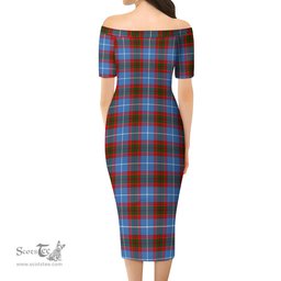 Congilton Tartan Off Shoulder Lady Dress Tartan Plaid Long Dress - ScotsTee Shop