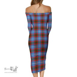 Congilton Tartan Off Shoulder Lady Dress Tartan Plaid Long Dress - ScotsTee Shop